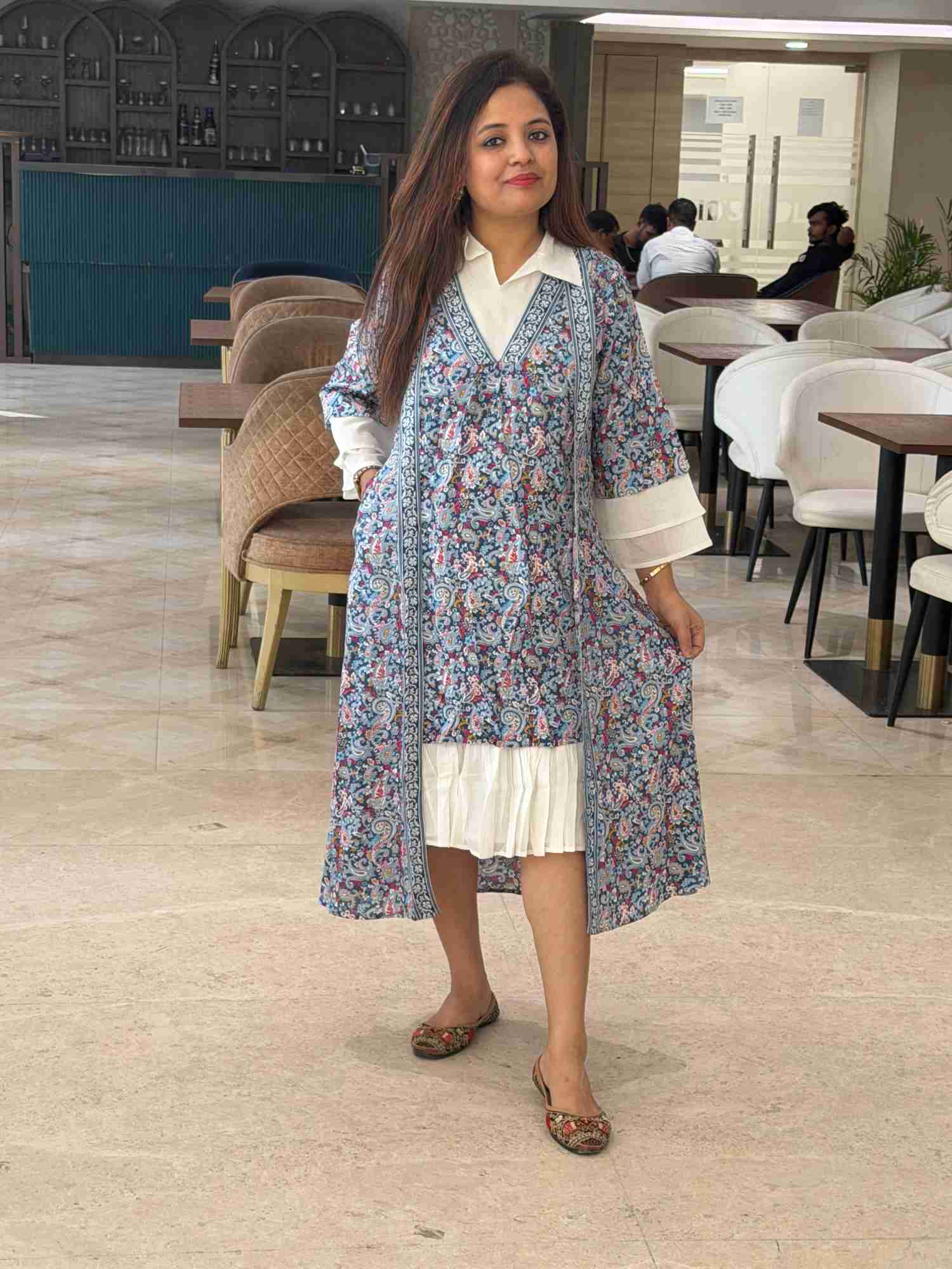 Blue Shrug Style look cotton Midi Size