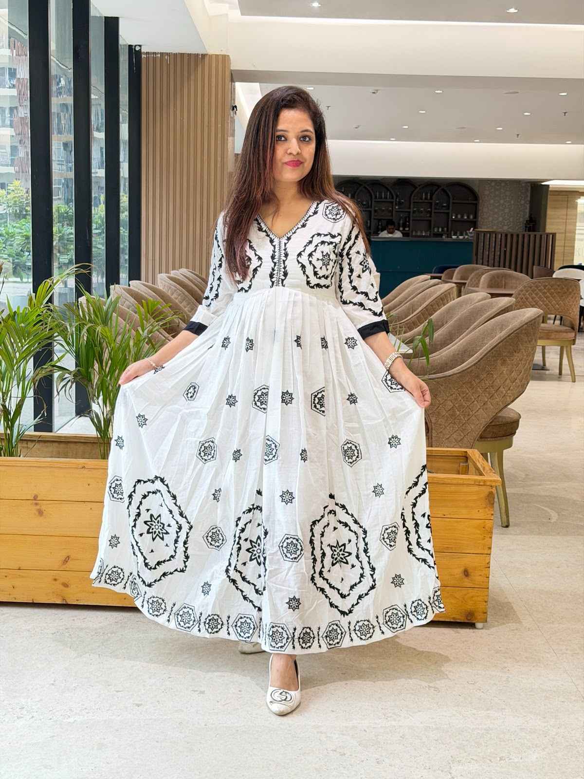 Mul Cotton Full Embroidered Tunics With Pockets Cotton Lining