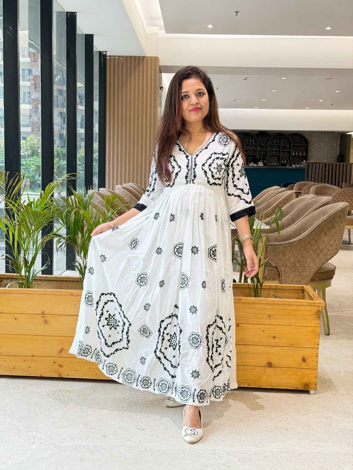 Mul Cotton Full Embroidered Tunics With Pockets Cotton Lining