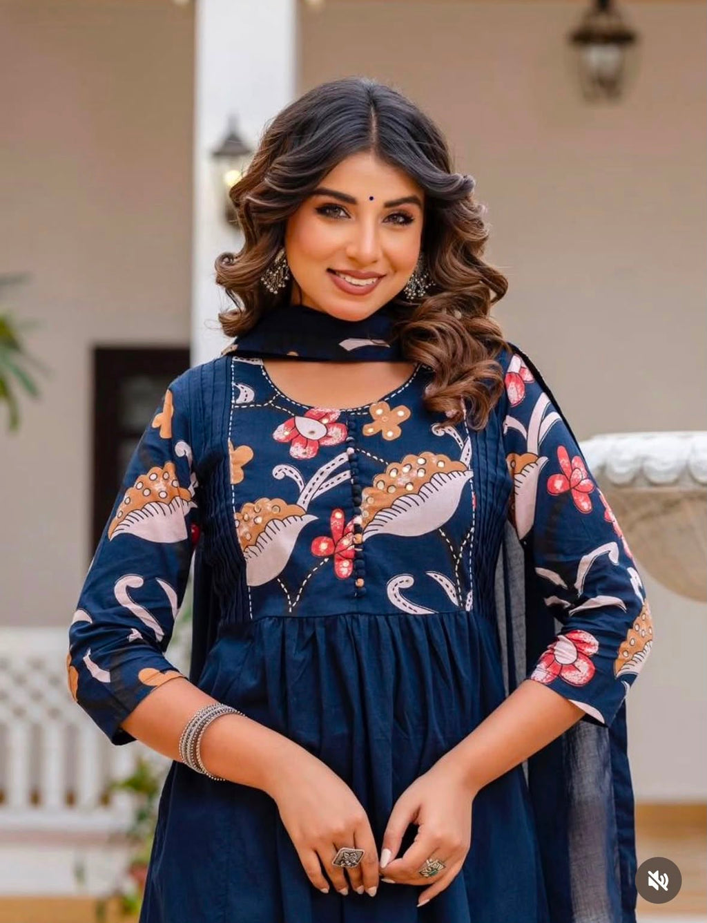 Pure cotton Kalam kari suit with plazzo