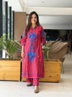Cotton Zuri embroidered pant set with pockets