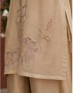 Florql Embroidered cut work suit in cushed tissue fabric