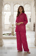 Fruchia Pink Pure crepe bandhani Coordset