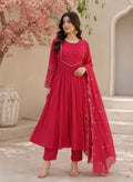 Fruchia Pink Mul Chanderi suit set with adda work beautiful hamd work along with lining