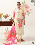 Handpainted Pure Cotton Suit Set With Lace Work Cotton Bottom With Dupatta