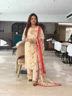 Light Brown Pure mal cotton strainght suit handwork and lining
