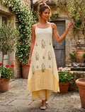 LIGHT YELLOW Sleeveless Digital print cotton suit