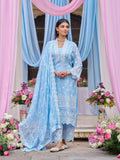 New Straight Suit In Mul Cotton Embroidery in Blue
