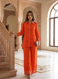 Orange Pure crepe bandhani Coordset