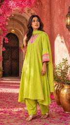 premium-cotton-lime-green-suit-set-with-gota-patti-and-pink-contrast-embroidery-1