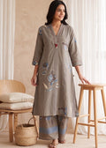 Premium cotton placement print with delicate thread work Details