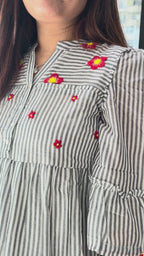 Cotton Yarn Long Dress Puff Sleeves With Handwork Mul Cotton Lining
