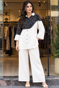 Pure cotton black and off white embroidered coordset