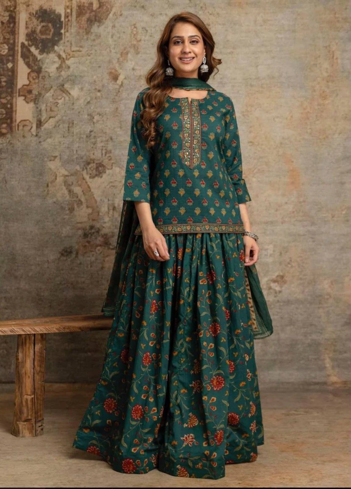 Pure cotton kalamkari suit set with dupatta