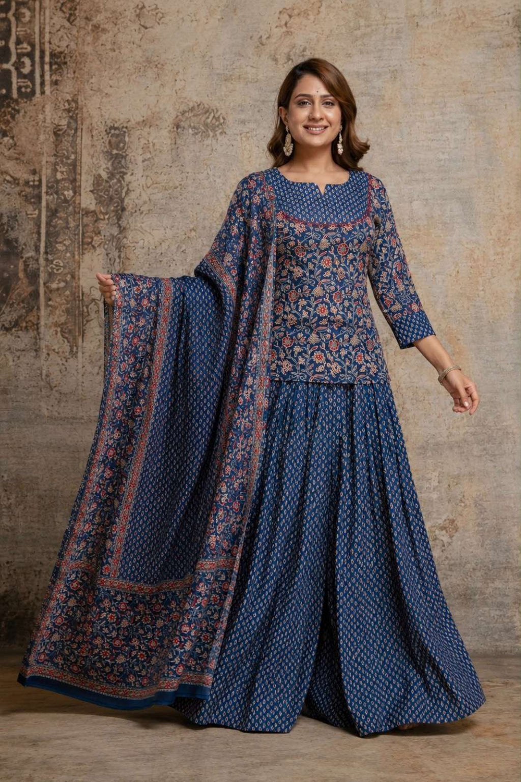 Pure cotton pretty skirt set with dupatta