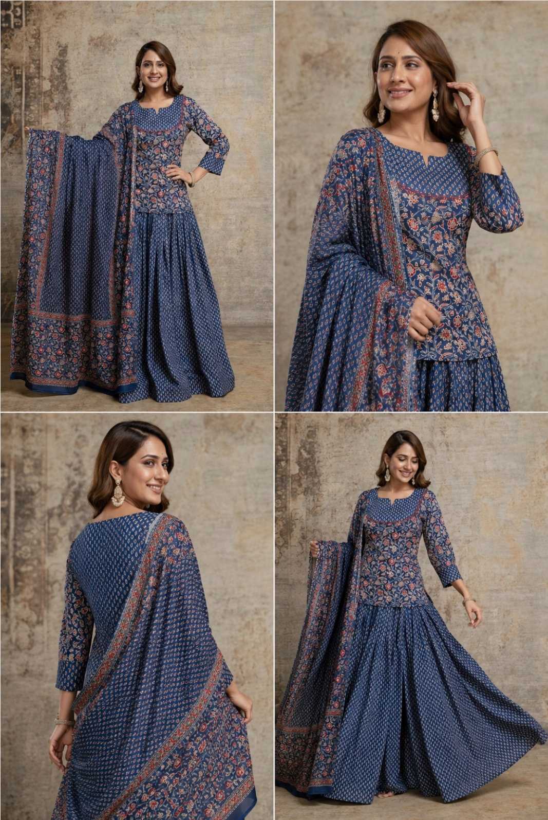 Pure cotton pretty skirt set with dupatta