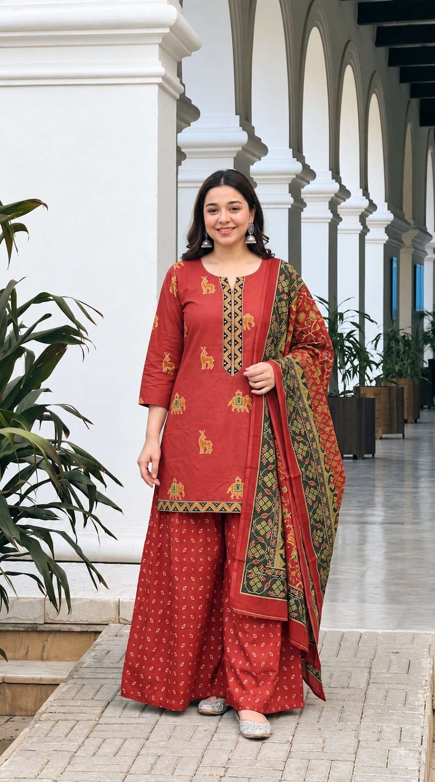 Pure cotton Real short kurta with skirt and dupatta