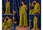 Pure crepe olive green coordset