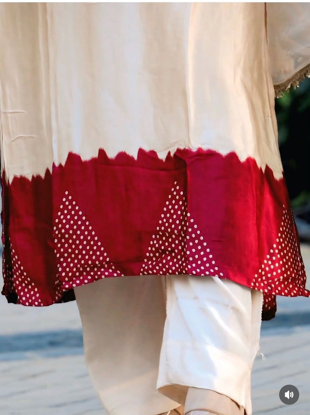 Pure Muslin suit with bandhani print on yoke