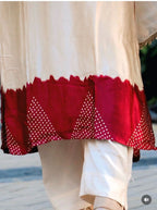Pure Muslin suit with bandhani print on yoke