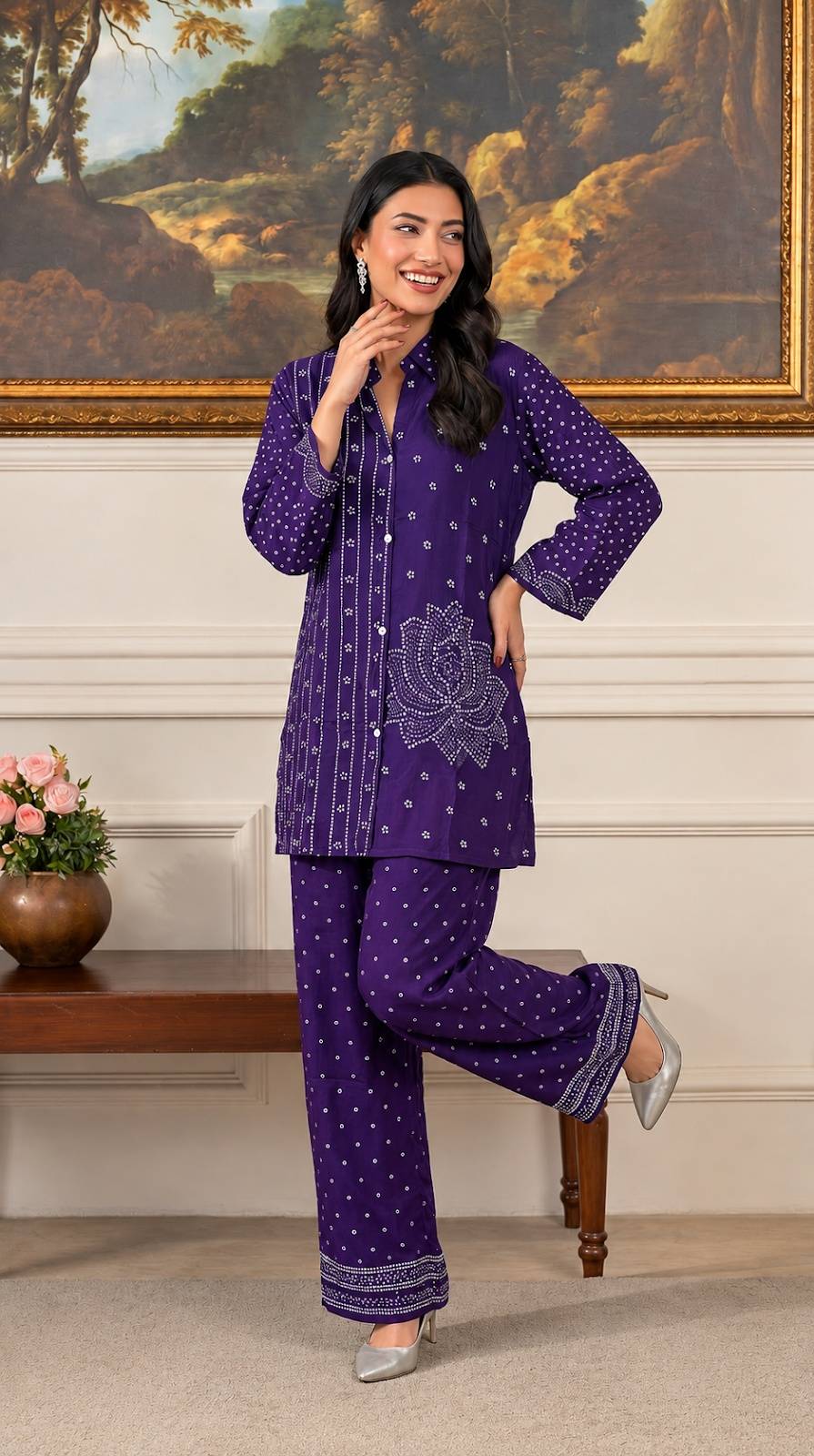 Purple Pure crepe coord set