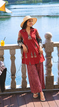 Red cotton ajrak print coordset