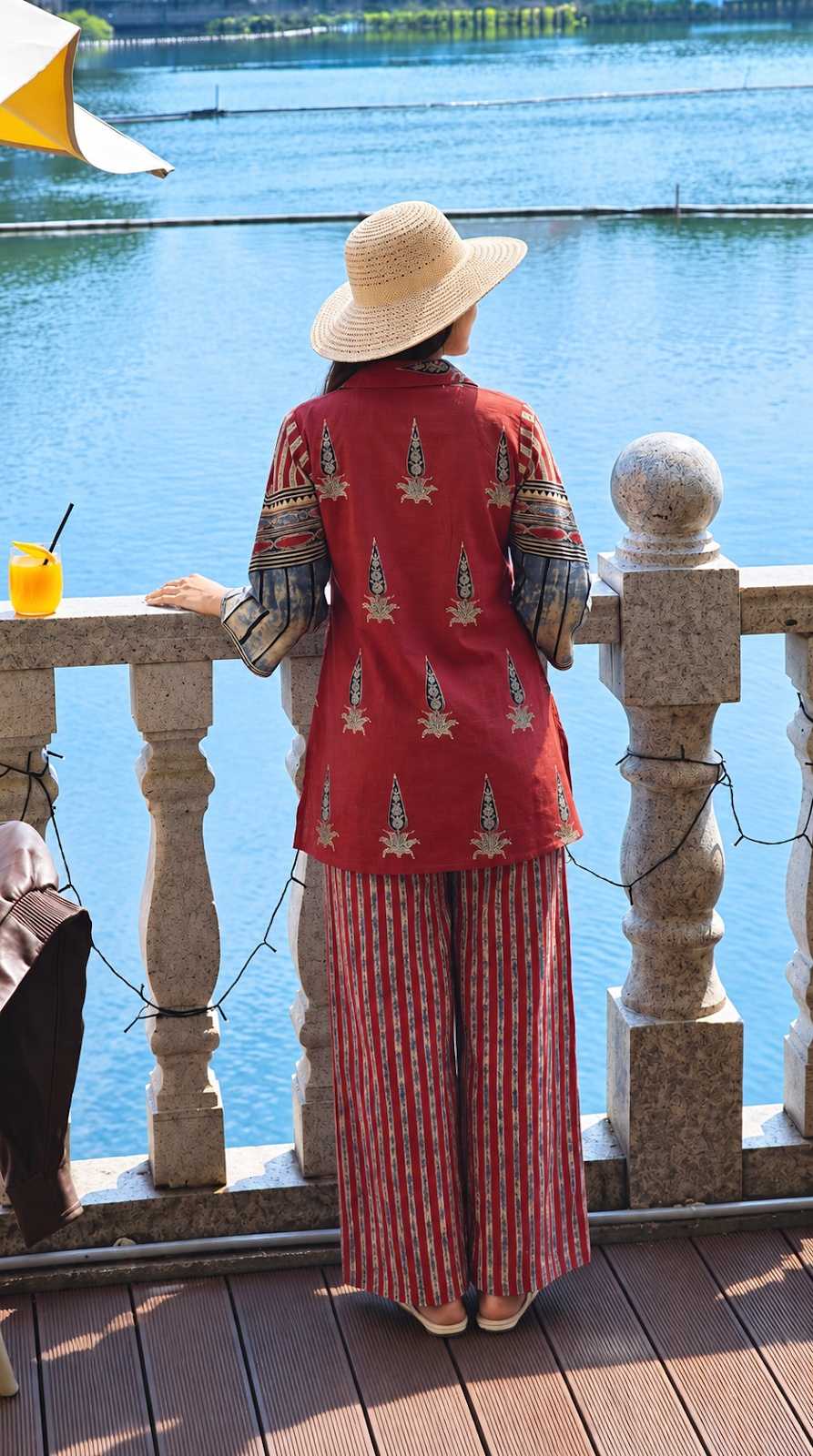 Red cotton ajrak print coordset
