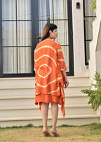 Pure muslin tie and dye shrug dress in Rust