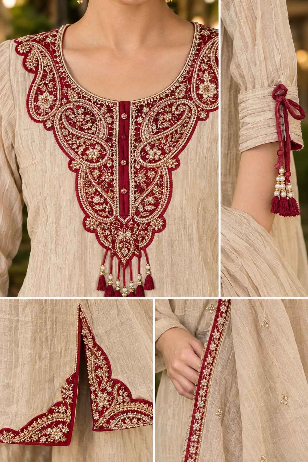 Salsa Suit set with handwork heavy zari work and lining