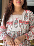 Shrug Style Cotton Dress With Full Flair With Pockets in Peach
