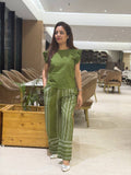 Summer Pant Coordset In Colur With Pockets in Green