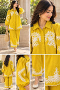 Sunny yellow cotton embroidered coordset
