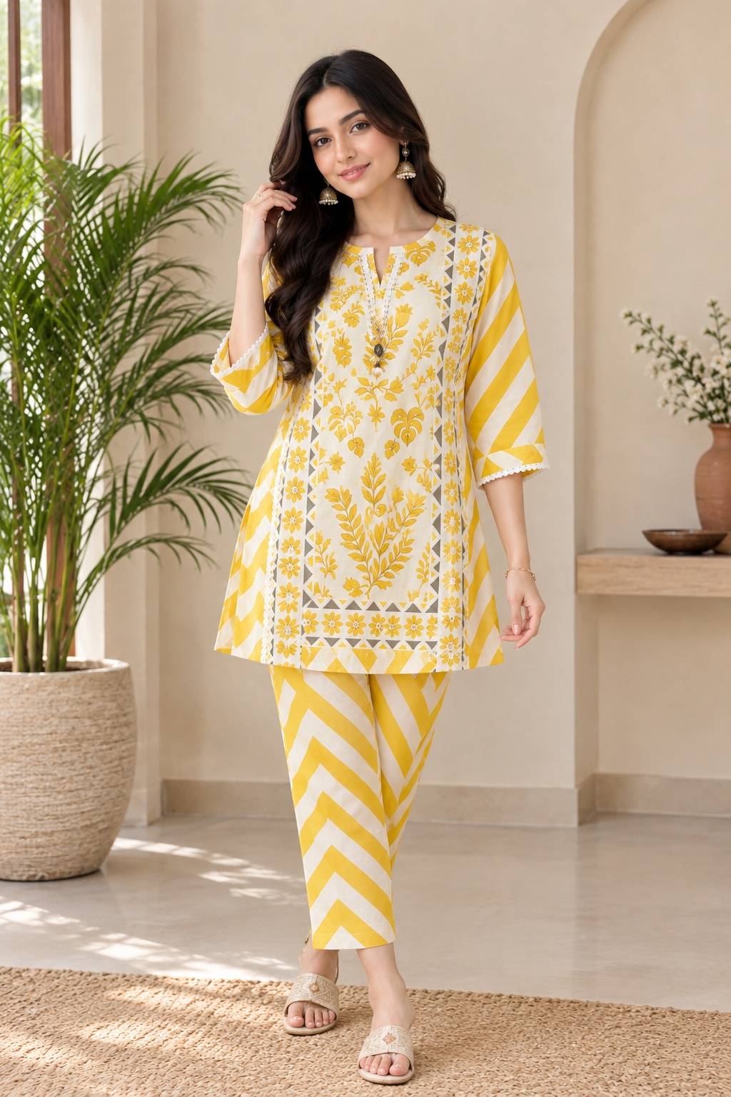 Sunny Yellow floral printed coordset