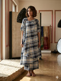 White and Blue Gauze cotton angrakha style dress